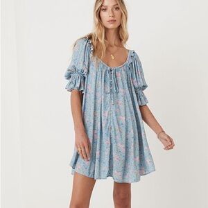 Spell and the Gypsy Dolly Mini Dress in Dusty Blue